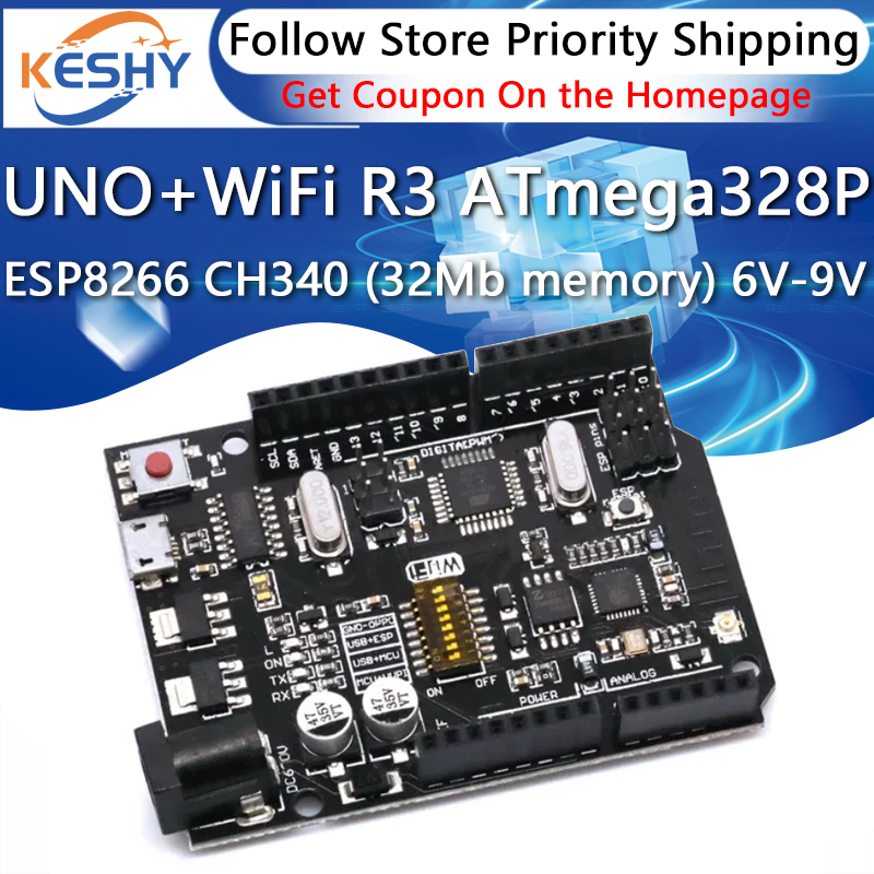 Esp8266 Nodemcu Board - UNO+WiFi R3 ATmega328P+ESP8266 CH340(32Mb 메모리) Arduino
