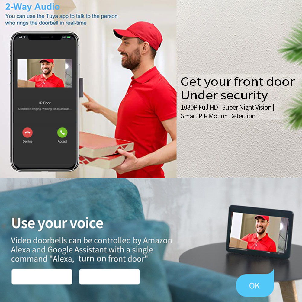 1080P 7 인치 WiFi 비디오 인터콤 TUYA 스 - Smart Doorbell Wired 리뷰 및 가격